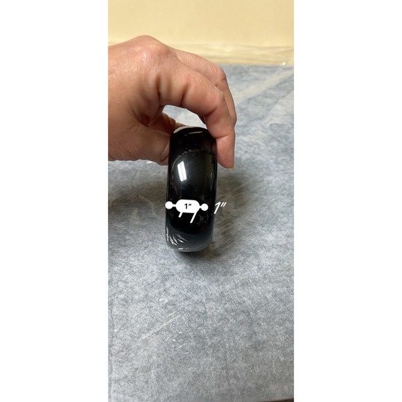 031-023 Vintage Keneth Jay Lane chunky Bangle Bracelet Wide Black - Picture 8 of 9